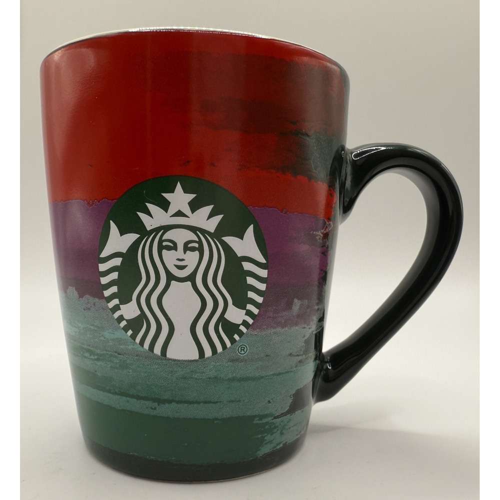 STARBUCKS COFFEE 2021 - Christmas Holiday‎ Paint Stripes - Ceramic Mug Cup